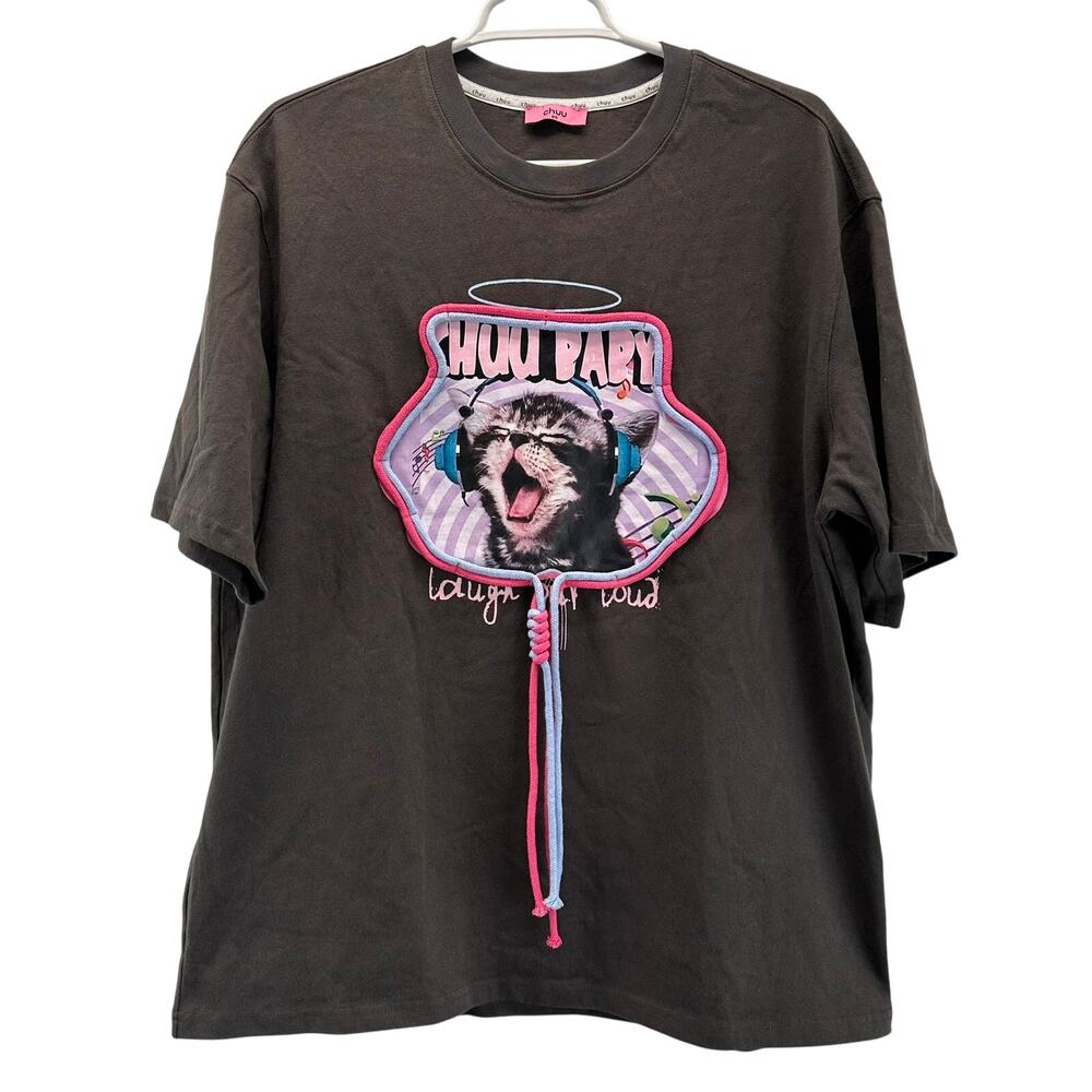 Chuu Shirt Chuu Baby Cat with headphones T-Shirt 00